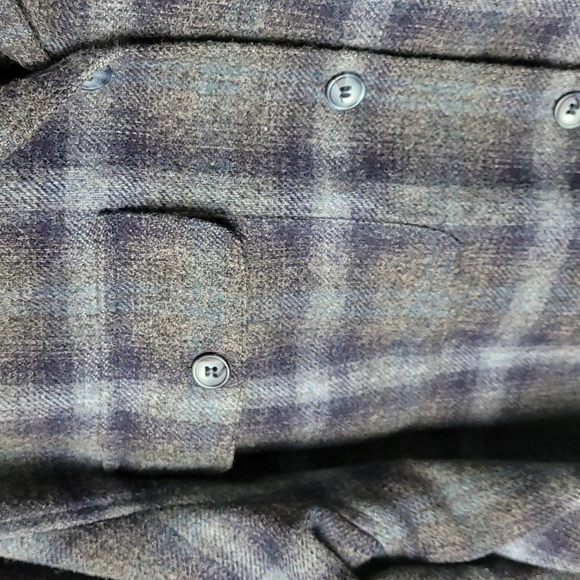 Jones Jeans Wool Plaid Shacket Button Down Chest Pockets Longsleeve Shirt Jacket - Picture 6 of 9